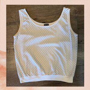 Miceli White Black Diamond Print Cropped Tank Top